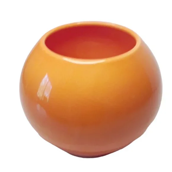 Retro Orange Vase Round Mid-Centruy Modern 70s Style - Picture 1 of 3